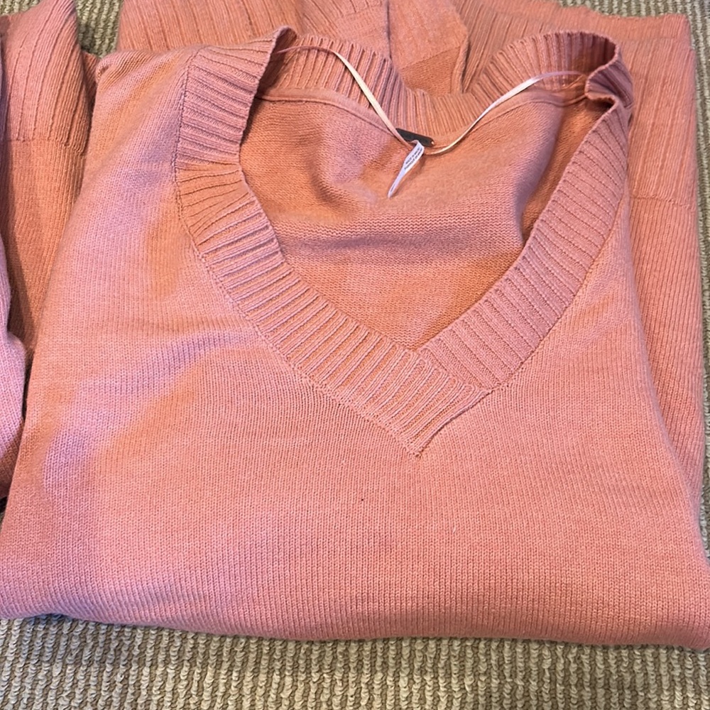 NWT: Free People Pink V-Neck Sweater - Picture 7 of 10